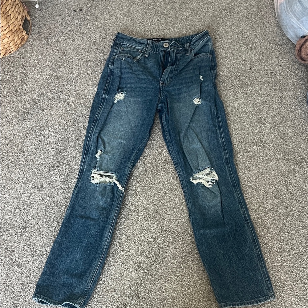 Hollister Dark Blue Distressed Boyfriend Jeans